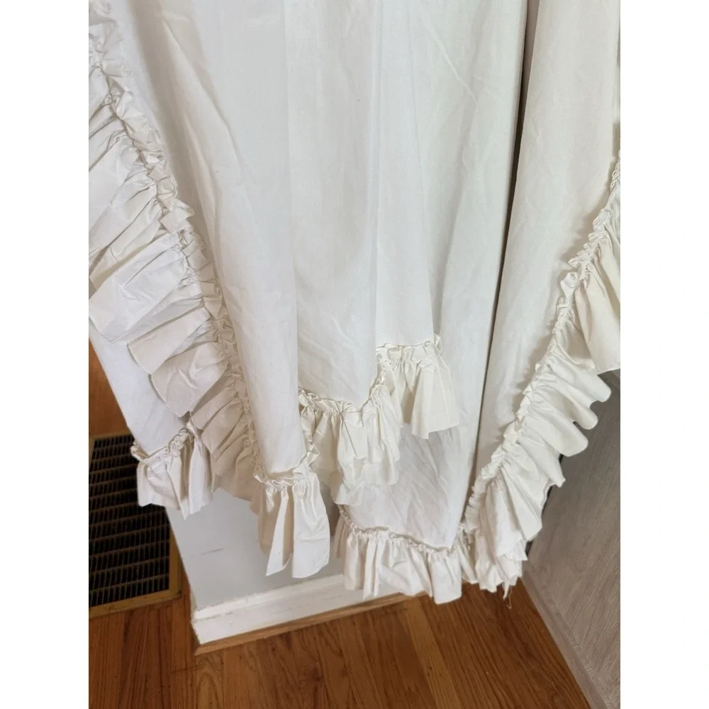 PAIR (2 PANELS) Off White Curtains Ruffle Edge 84